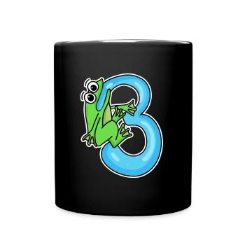 3 Jahre alt - 3. Geburtstag mit Tier Motiv - Tasse einfarbig - Schwarz - Vorne
