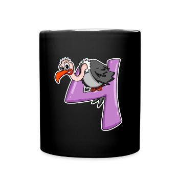 4 Jahre alt - 4. Geburtstag mit Tier Motiv - Tasse einfarbig - Schwarz - Vorne