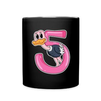 5 Jahre alt - 5. Geburtstag mit Tier Motiv - Tasse einfarbig - Schwarz - Vorne