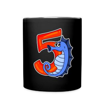 5 Jahre alt - 5. Geburtstag mit Tier Motiv - Tasse einfarbig - Schwarz - Vorne