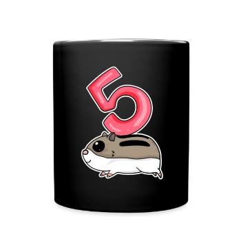 5 Jahre alt - 5. Geburtstag mit Tier Motiv - Tasse einfarbig - Schwarz - Vorne