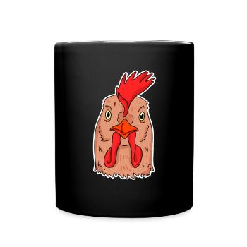 Huhn Kopf - Tasse einfarbig - Schwarz - Vorne