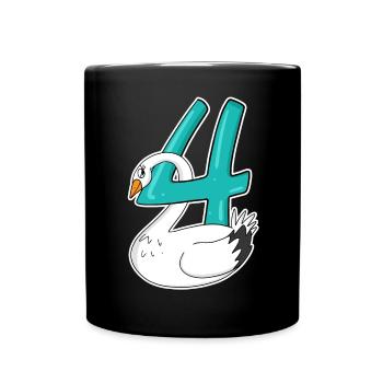 4 Jahre alt - 4. Geburtstag mit Tier Motiv - Tasse einfarbig - Schwarz - Vorne