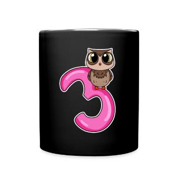 3 Jahre alt - 3. Geburtstag mit Tier Motiv - Tasse einfarbig - Schwarz - Vorne