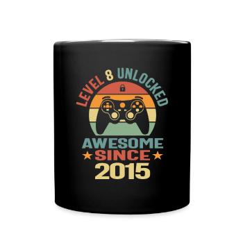 Level 8 Unlocked Awesome 2015 Video Gamer 8th - Full Colour Mug - black - Front