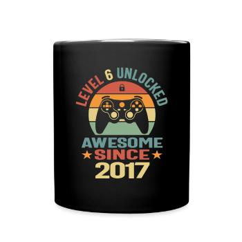 Level 6 Unlocked Awesome 2017 Video Gamer 6th - Full Colour Mug - black - Front
