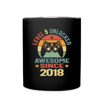 Level 5 Unlocked Awesome 2018 Video Gamer 5th - Full Colour Mug - black - Front