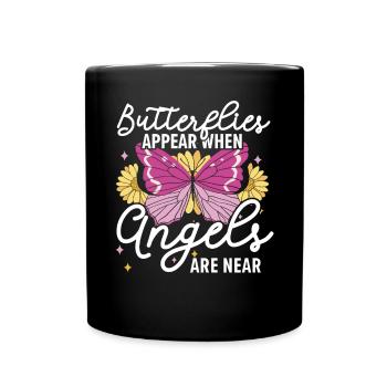 Butterflies Appear When Angels Are Near Insect - Full Colour Mug - black - Front