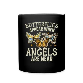 Butterflies Appear When Angels Are Near Insect - Full Colour Mug - black - Front