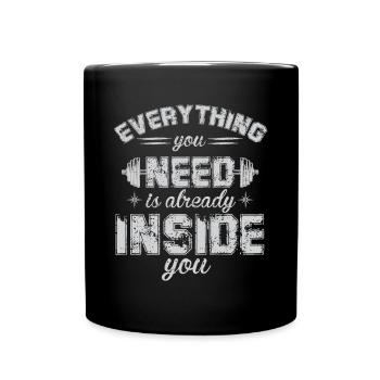 Bodybuilder Kraftsport Fitness Motiv - Tasse einfarbig - Schwarz - Vorne