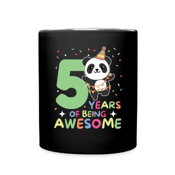 Panda for 5th birthday children five years old - Full Colour Mug - black - Front