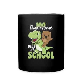 100 rawrsome days of school Wombat Trex 100 Days - Full Colour Mug - black - Front
