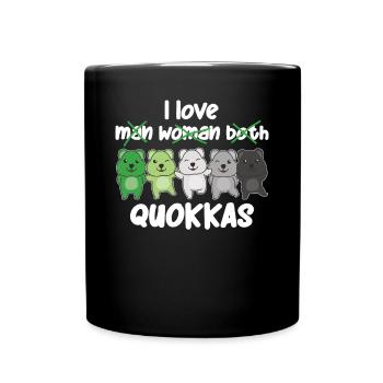 Aromantic Flag Pride LGBTQ süße Quokka - Tasse einfarbig - Schwarz - Vorne