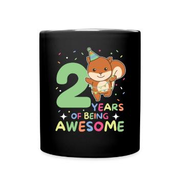 Squirrel for 2nd birthday children two years - Full Colour Mug - black - Front