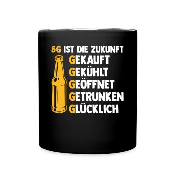 5G ist die Zukunft Bier - Tasse einfarbig - Schwarz - Vorne