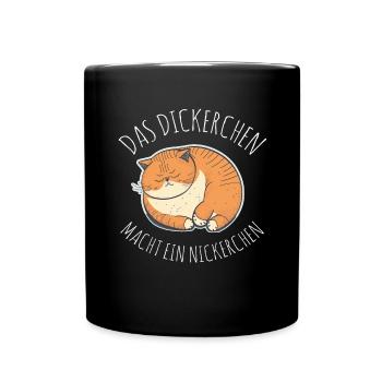 Das Dickerchen macht ein Nickerchen Katze Schlafen - Tasse einfarbig - Schwarz - Vorne