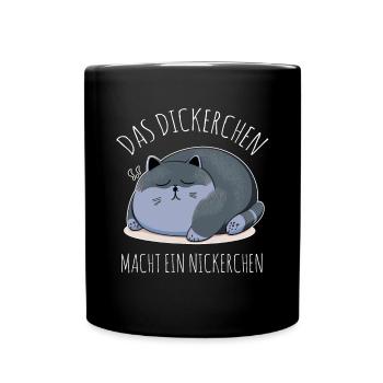 Das Dickerchen macht ein Nickerchen Katze Schlafen - Tasse einfarbig - Schwarz - Vorne