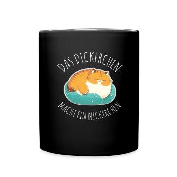 Das Dickerchen macht ein Nickerchen Katze Schlafen - Tasse einfarbig - Schwarz - Vorne