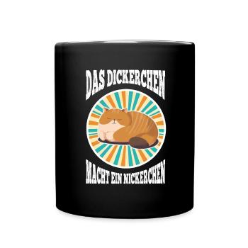 Das Dickerchen macht ein Nickerchen Katze Schlafen - Tasse einfarbig - Schwarz - Vorne