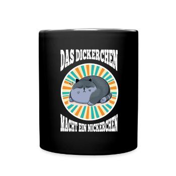 Das Dickerchen macht ein Nickerchen Katze Schlafen - Tasse einfarbig - Schwarz - Vorne