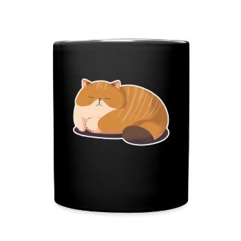Sleeping Fat Cat Sleep Shirt Cuddly Shirt - Full Colour Mug - black - Front