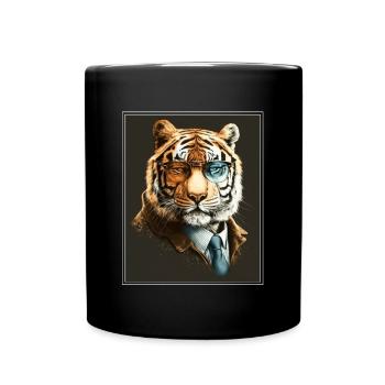 Bengalischer Tiger Katze Boss Chef Raubkatze - Tasse einfarbig - Schwarz - Vorne