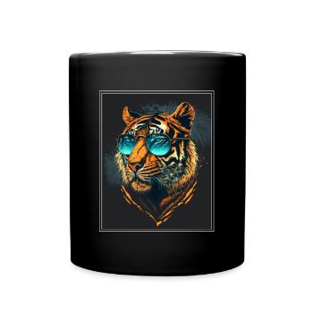 Bengalischer Tiger Katze Boss Chef Raubkatze - Tasse einfarbig - Schwarz - Vorne