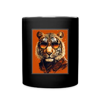 Bengalischer Tiger Katze Boss Chef Raubkatze - Tasse einfarbig - Schwarz - Vorne