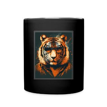 Bengalischer Tiger Katze Boss Chef Raubkatze - Tasse einfarbig - Schwarz - Vorne