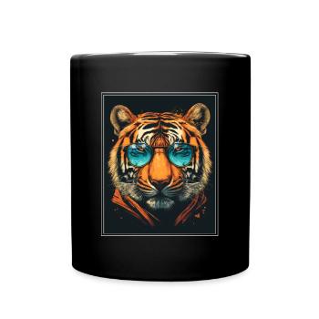 Bengalischer Tiger Katze Boss Chef Raubkatze - Tasse einfarbig - Schwarz - Vorne