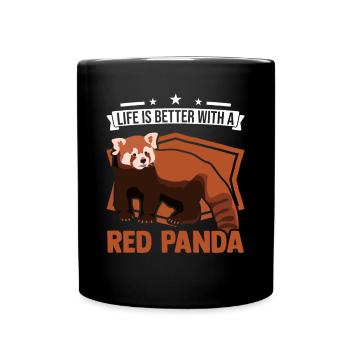 La vie est meilleure avec un panda roux - Mug uni - noir - Devant