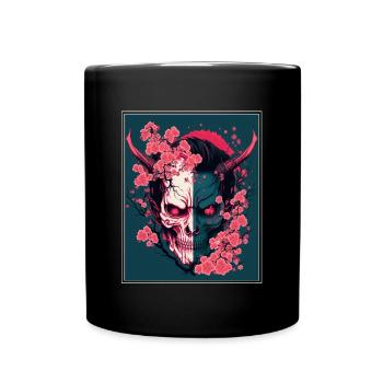 Japanisch Japan Kischblüte Dämon Abstrakt Neon - Tasse einfarbig - Schwarz - Vorne