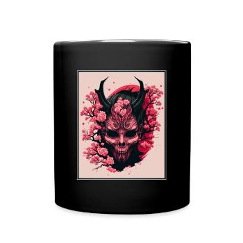 Japanisch Japan Kischblüte Dämon Abstrakt Neon - Tasse einfarbig - Schwarz - Vorne