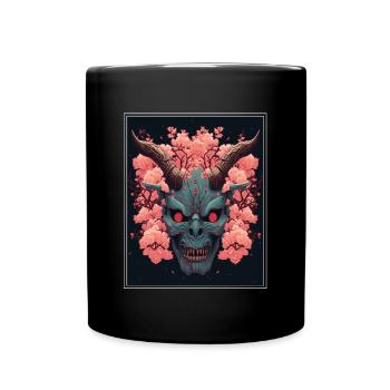 Japanisch Japan Kischblüte Dämon Abstrakt Neon - Tasse einfarbig - Schwarz - Vorne
