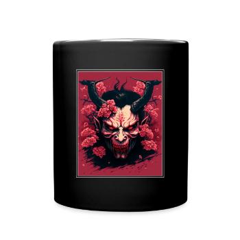 Japanisch Japan Kischblüte Dämon Abstrakt Neon - Tasse einfarbig - Schwarz - Vorne