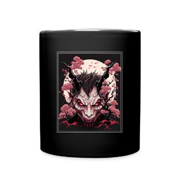 Japanisch Japan Kischblüte Dämon Abstrakt Neon - Tasse einfarbig - Schwarz - Vorne