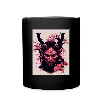 Japanisch Japan Kischblüte Dämon Abstrakt Neon - Tasse einfarbig - Schwarz - Vorne