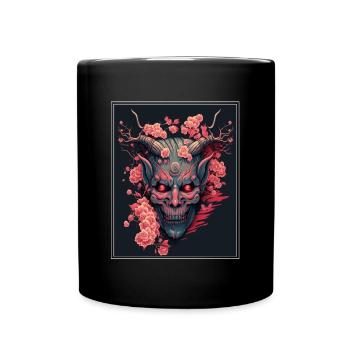 Japanisch Japan Kischblüte Dämon Abstrakt Neon - Tasse einfarbig - Schwarz - Vorne