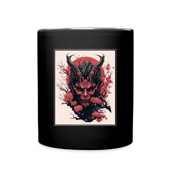 Japanisch Japan Kischblüte Dämon Abstrakt Neon - Tasse einfarbig - Schwarz - Vorne