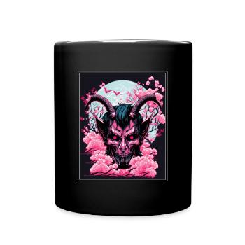 Japanisch Japan Kischblüte Dämon Abstrakt Neon - Tasse einfarbig - Schwarz - Vorne