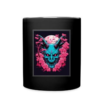 Japanisch Japan Kischblüte Dämon Abstrakt Neon - Tasse einfarbig - Schwarz - Vorne