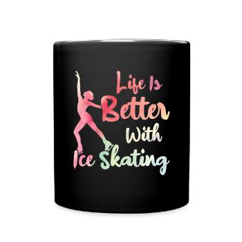 Eislaufen - Tasse einfarbig - Schwarz - Vorne