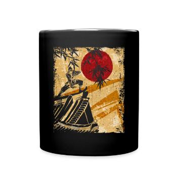 Ninja Japanische Kunst Vintage Kämpfer Retro - Tasse einfarbig - Schwarz - Vorne