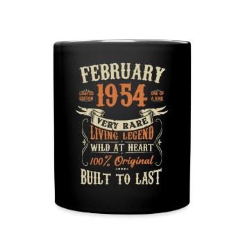 Februar 1954 Geburtstagsgeschenk - Tasse einfarbig - Schwarz - Vorne