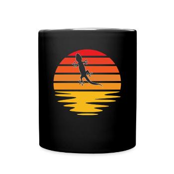 Eidechse Retro - Tasse einfarbig - Schwarz - Vorne