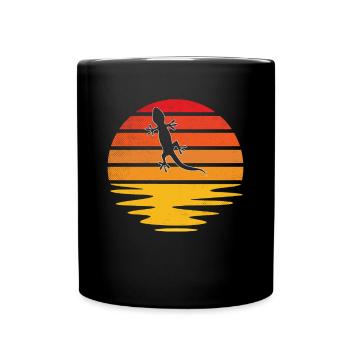 Eidechse Retro - Tasse einfarbig - Schwarz - Vorne