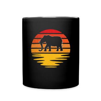 Elefant Retro - Tasse einfarbig - Schwarz - Vorne