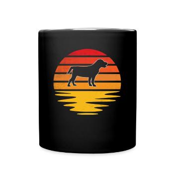 Hund Retro - Tasse einfarbig - Schwarz - Vorne