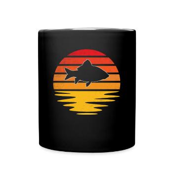 Fisch Retro - Tasse einfarbig - Schwarz - Vorne