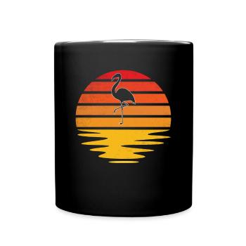 Flamant rose Rétro - Mug uni - noir - Devant